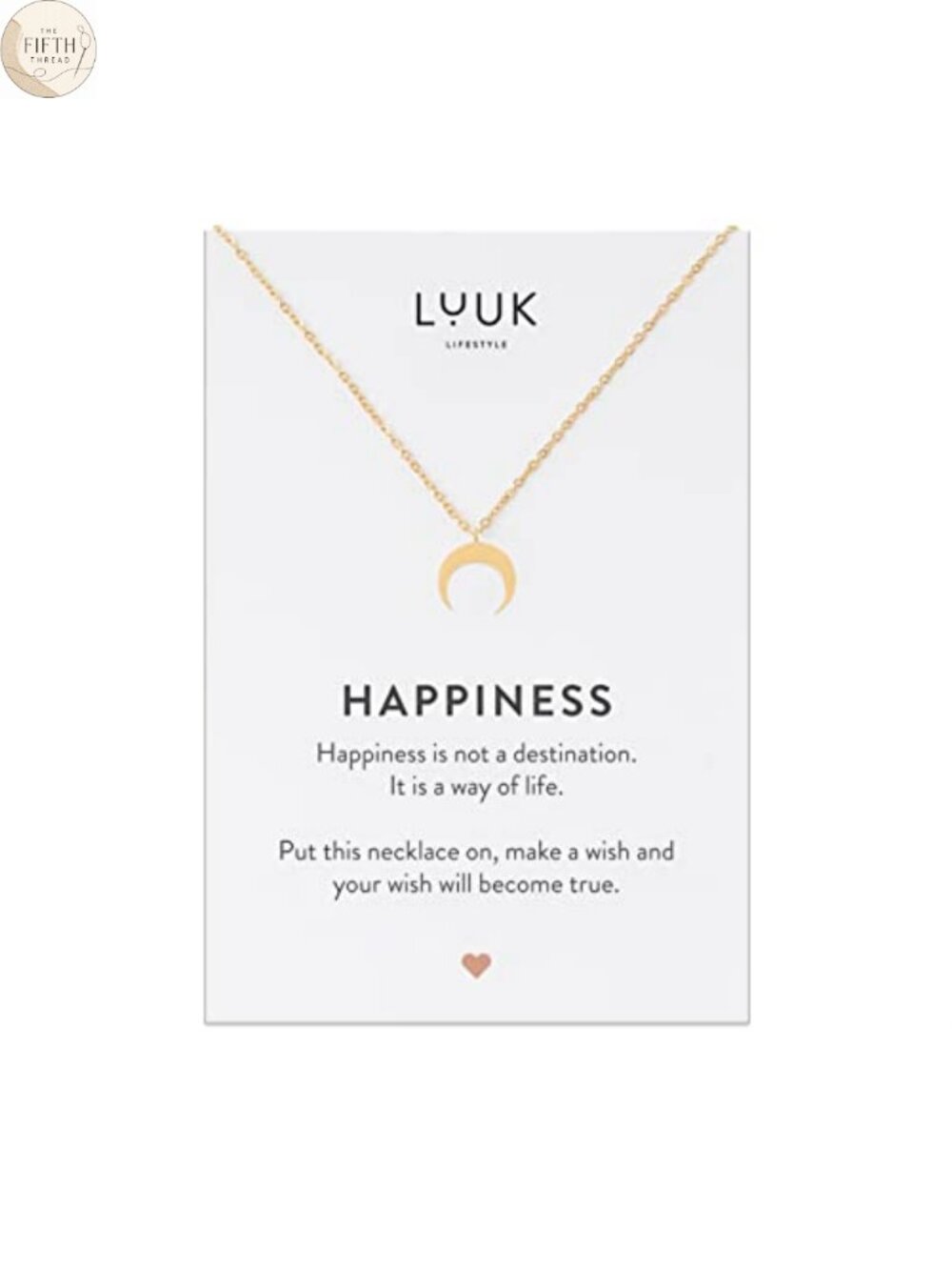 Minimalist Stainless Steel Moon Charm Necklace Adjustable Gift Card